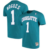 Mitchell & Ness - Muggsy Bogues Charlotte Hornets Hardwood Classics Name & Number Player T-Shirt - Teal