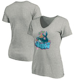 San Jose Sharks - Women's Graffiti Shark V-Neck T-Shirt Heather Gray