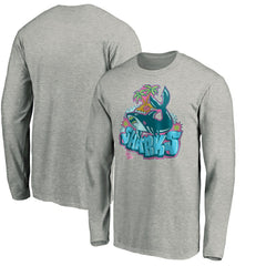 San Jose Sharks - Graffiti Shark Long Sleeve T-Shirt Heather Gray