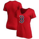 Boston Red Sox Fanatics Women's Core Official Logo V-Neck T-Shirt Online
