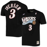 Mitchell & Ness - Allen Iverson Philadelphia 76ers Hardwood Classics Stitch Name & Number T-Shirt - Black