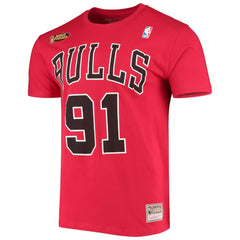 Mitchell & Ness - Dennis Rodman Chicago Bulls Hardwood Classics Stitch Name & Number T-Shirt - Red