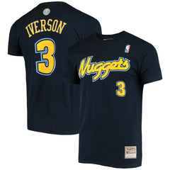 Mitchell & Ness - Allen Iverson Denver Nuggets Hardwood Classics Stitch Name & Number T-Shirt - Navy