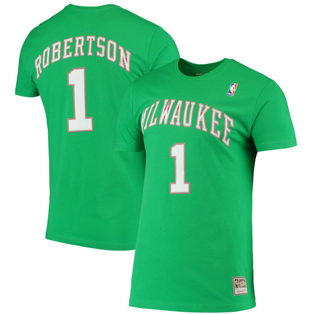 Mitchell & Ness - Oscar Robertson Milwaukee Bucks Hardwood Classics Stitch Name & Number T-Shirt - Green