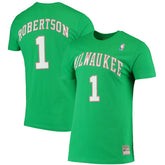 Mitchell & Ness - Oscar Robertson Milwaukee Bucks Hardwood Classics Stitch Name & Number T-Shirt - Green