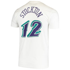 Mitchell & Ness - John Stockton Utah Jazz Hardwood Classics Stitch Name & Number T-Shirt - White