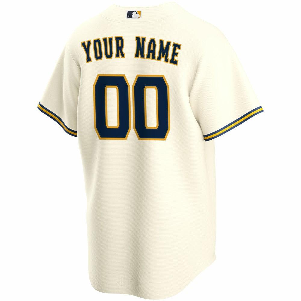 Milwaukee Brewers Nike Home Replica Custom Jersey - Cream | MLB Jerseys