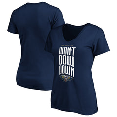 NBA - New Orleans Pelicans Women's Won't Bow Down V-Neck T-Shirt - Navy