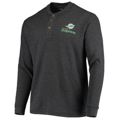 Miami Dolphins Dunbrooke Logo Maverick Thermal Henley Long Sleeve T-Shirt Charcoal - NFL