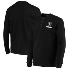 Las Vegas Raiders Dunbrooke Logo Maverick Thermal Henley Long Sleeve T-Shirt Black - NFL