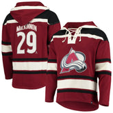 Nathan MacKinnon Colorado Avalanche - '47 Player Name & Number Lacer Pullover Hoodie Burgundy