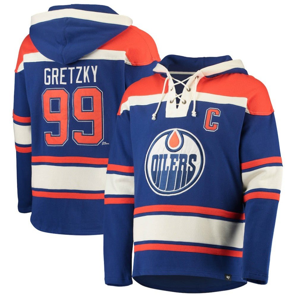 Wayne Gretzky Edmonton Oilers - '47 Retired Player Name & Number Lacer Pullover Hoodie Royal