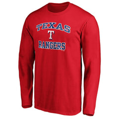 Men's Red Texas Rangers Team Heart & Soul Long Sleeve T-Shirt Lifestyle
