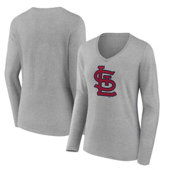 St. Louis Cardinals Women's Core Official Logo Long Sleeve V-Neck T-Shirt Online