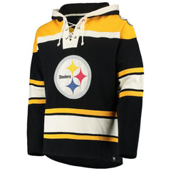 Pittsburgh Steelers '47 Lacer V-Neck Pullover Hoodie Black/Gold - 47 brand