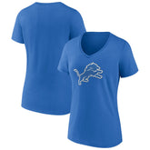 Detroit Lions Women's Primary Team Logo V-Neck T-Shirt Blue - NFL