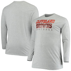Cleveland Browns Big & Tall Practice Long Sleeve T-Shirt Heathered Gray - Fanatics