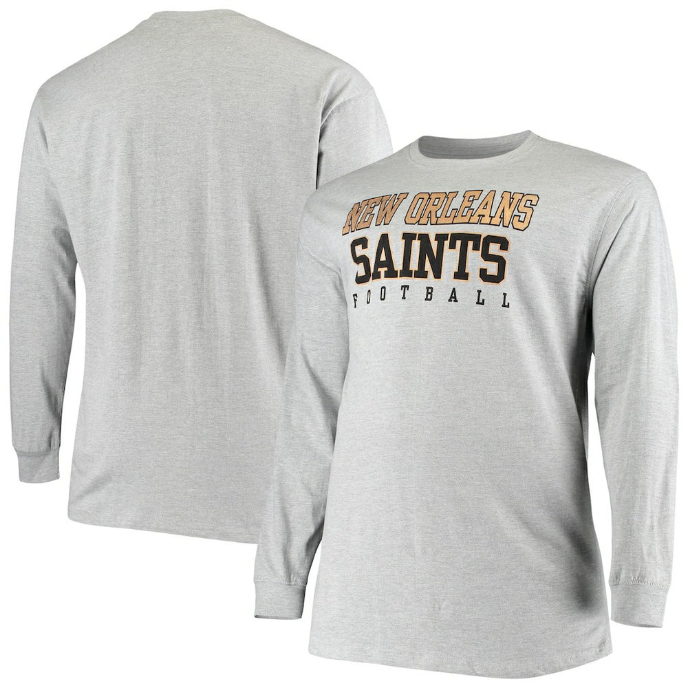 New Orleans Saints Big & Tall Practice Long Sleeve T-Shirt Heathered Gray - Fanatics