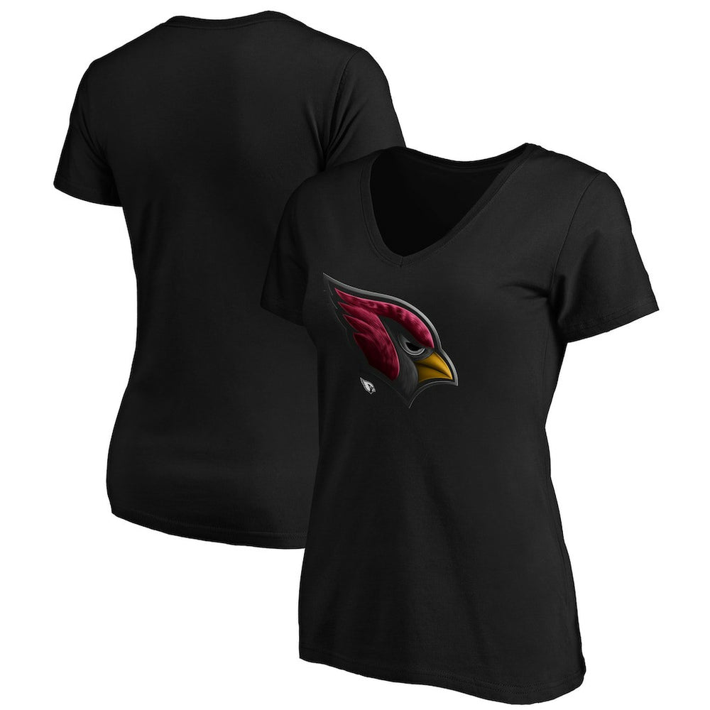 Arizona Cardinals Women's Midnight Mascot Logo V-Neck T-Shirt Black - NFL