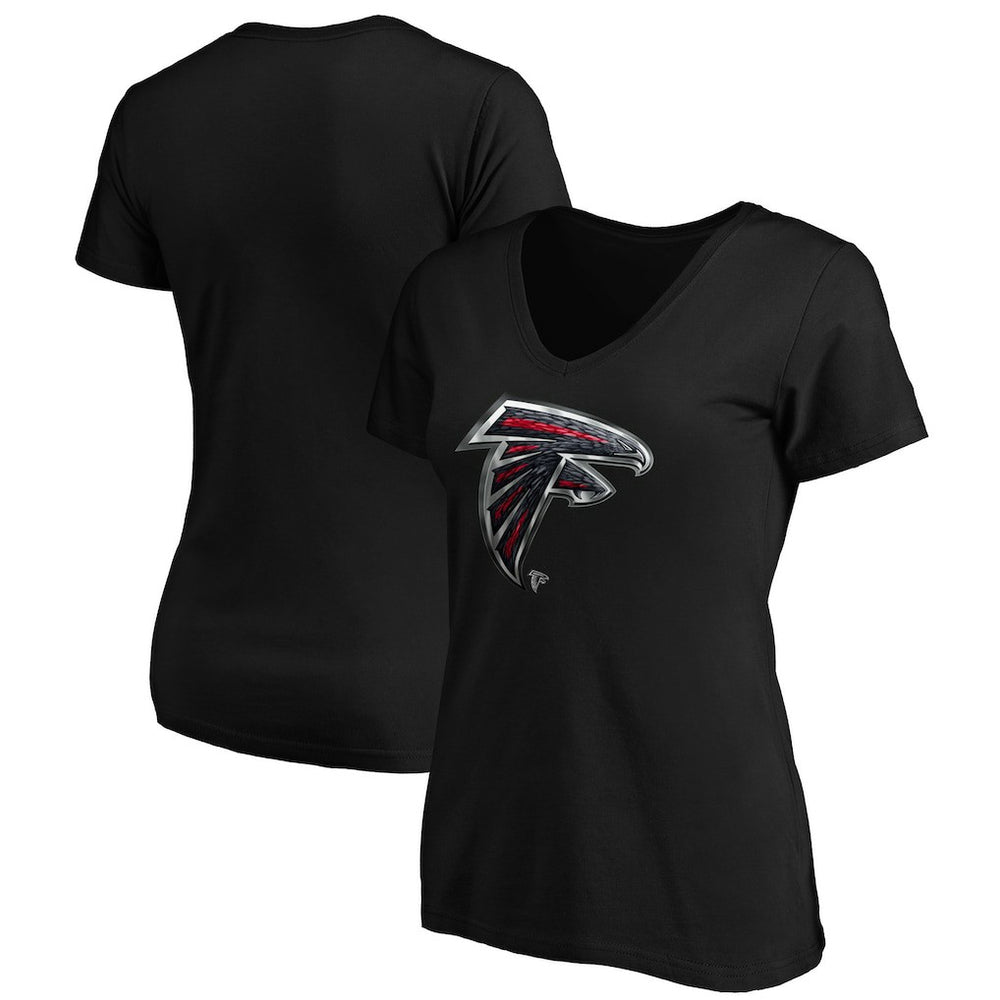 Atlanta Falcons Women's Midnight Mascot Logo V-Neck T-Shirt Black - NFL