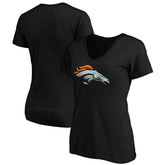 Denver Broncos Women's Midnight Mascot Logo V-Neck T-Shirt Black - NFL