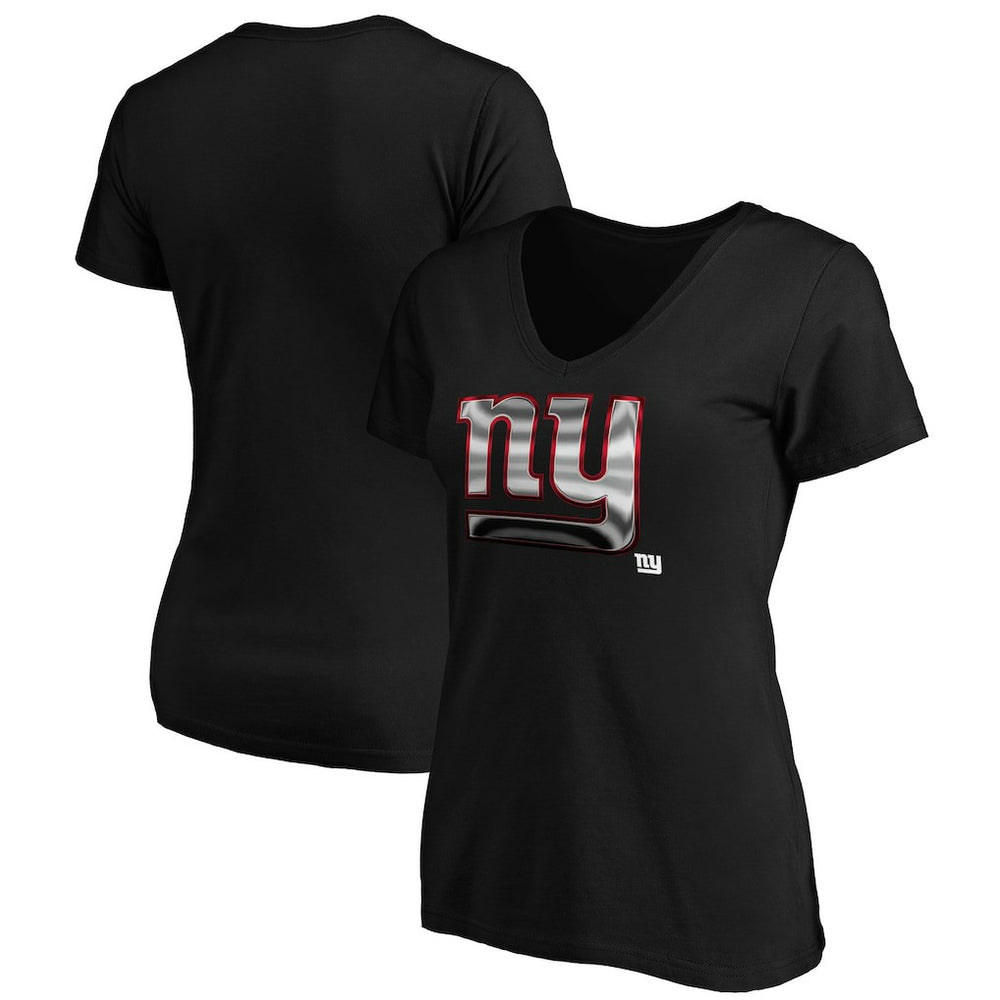 New York Giants Women's Midnight Mascot Logo V-Neck T-Shirt Black - NFL