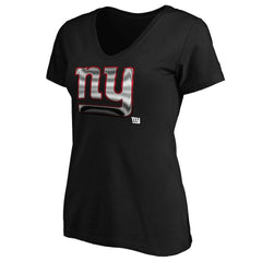 New York Giants Women's Midnight Mascot Logo V-Neck T-Shirt Black - NFL