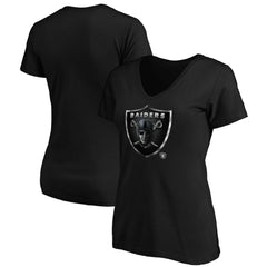 Las Vegas Raiders Women's Midnight Mascot Logo V-Neck T-Shirt Black - NFL