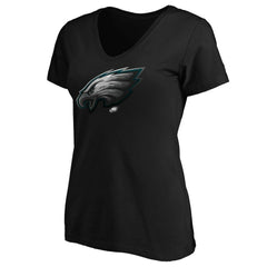 Philadelphia Eagles Women's Midnight Mascot Logo V-Neck T-Shirt Black - NFL