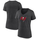 Tampa Bay Buccaneers Women's Primary Team Logo V-Neck T-Shirt Charcoal - NFL