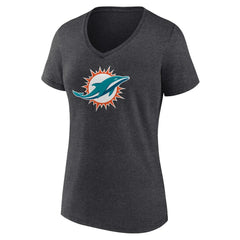 Miami Dolphins Women's Primary Team Logo V-Neck T-Shirt Charcoal - NFL