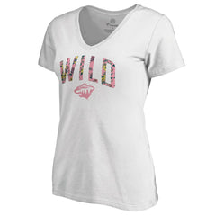 Minnesota Wild - Women's Floral Arched V-Neck T-Shirt White