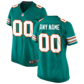 Miami Dolphins Women's Alternate Custom Game Jersey Aqua - Nike
