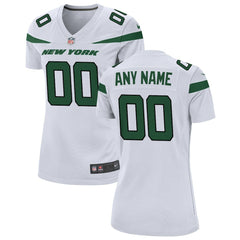 New York Jets Women's Custom Game Jersey White - Nike
