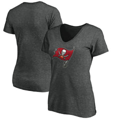 Tampa Bay Buccaneers Women's Primary Logo V-Neck T-Shirt Heather Gray - NFL