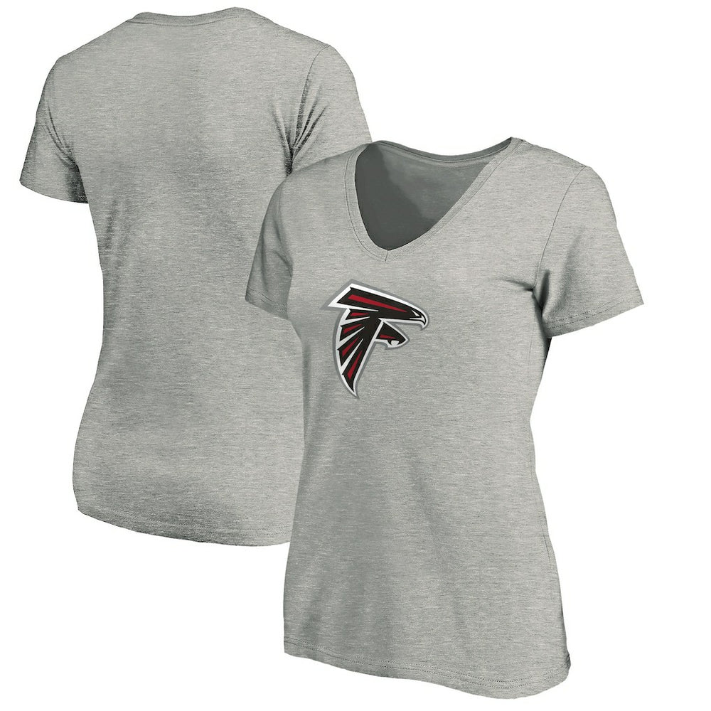 Atlanta Falcons Women's Primary Logo V-Neck T-Shirt Heather Gray - NFL