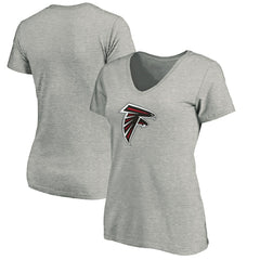 Atlanta Falcons Women's Primary Logo V-Neck T-Shirt Heather Gray - NFL