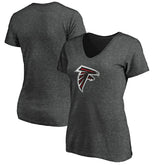 Atlanta Falcons Women's Primary Logo V-Neck T-Shirt Heather Gray - NFL
