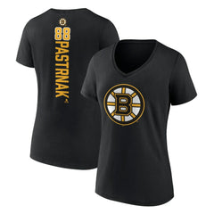 David Pastrnak Boston Bruins Women's Playmaker V-Neck T-Shirt Black