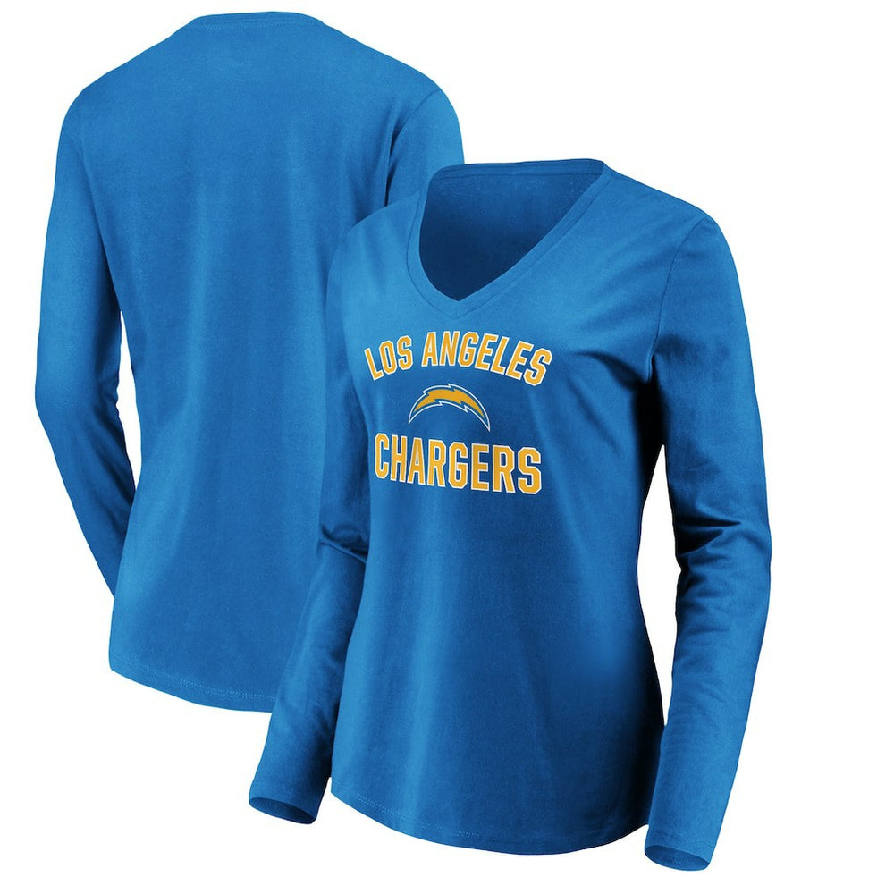 Los Angeles Chargers Women's Victory Arch Long Sleeve V-Neck T-Shirt Powder Blue - NFL