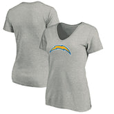 Los Angeles Chargers Women's Primary Logo V-Neck T-Shirt Heather Gray - NFL