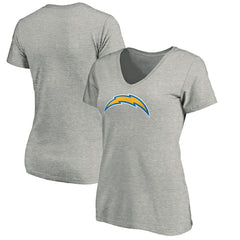 Los Angeles Chargers Women's Primary Logo V-Neck T-Shirt Heather Gray - NFL
