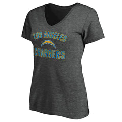 Los Angeles Chargers Women's Victory Arch V-Neck T-Shirt Heathered Gray - NFL
