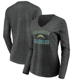 Los Angeles Chargers Women's Victory Arch Long Sleeve V-Neck T-Shirt Heather Gray - NFL