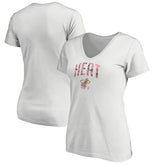 NBA - Miami Heat Women's Floral Arch V-Neck T-Shirt - White