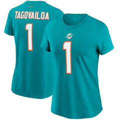 Tua Tagovailoa Miami Dolphins Women's Name & Number T-Shirt Aqua - Nike