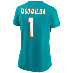 Tua Tagovailoa Miami Dolphins Women's Name & Number T-Shirt Aqua - Nike