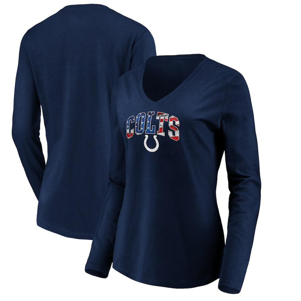 Indianapolis Colts Women's Banner Wave V-Neck Long Sleeve T-Shirt Navy - NFL