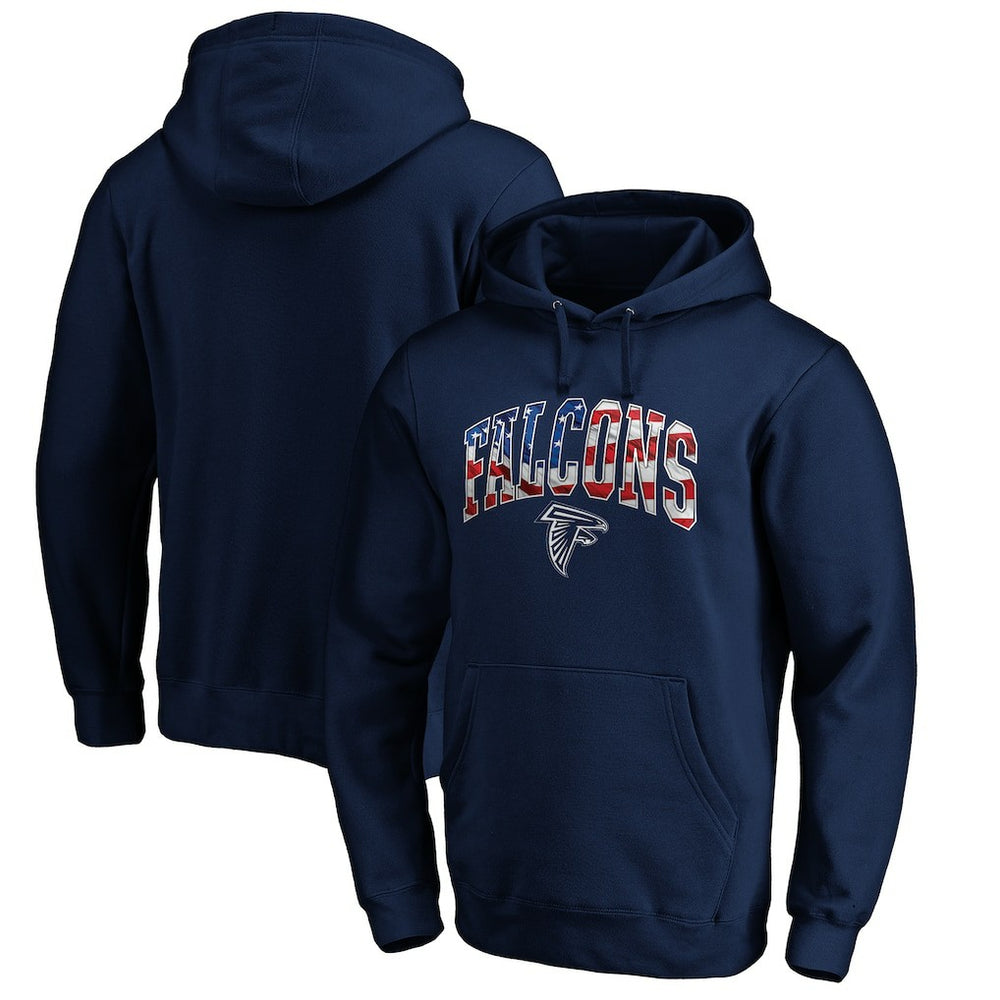 Atlanta Falcons Banner Wave Fitted Pullover Hoodie Navy - NFL