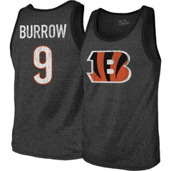 Joe Burrow Cincinnati Bengals Majestic Threads Name & Number Tri-Blend Tank Top Black - NFL